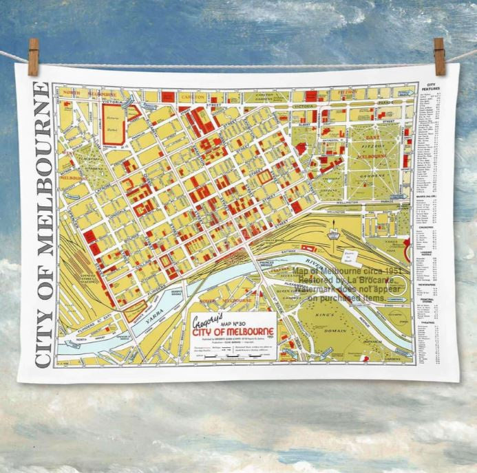 Tea Towel: Melbourne 1951 Map