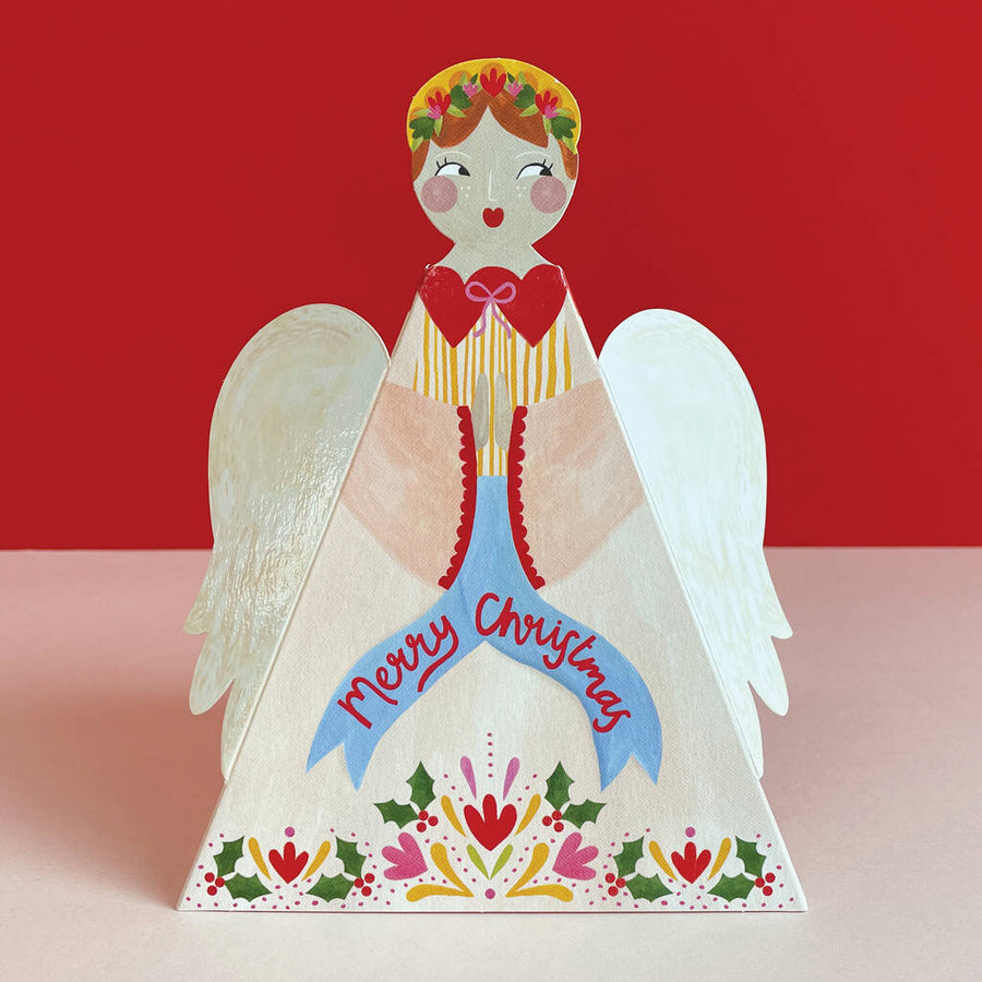 Card (Christmas): 3D Fold Out Angel Christmas Card