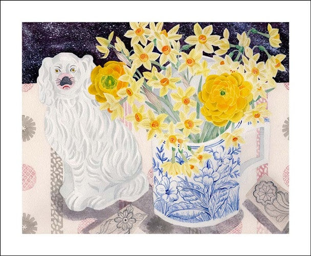 Card (Angie Lewin): Spey Spring with White Dog