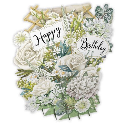 Card (3D Pop up): White Flowers