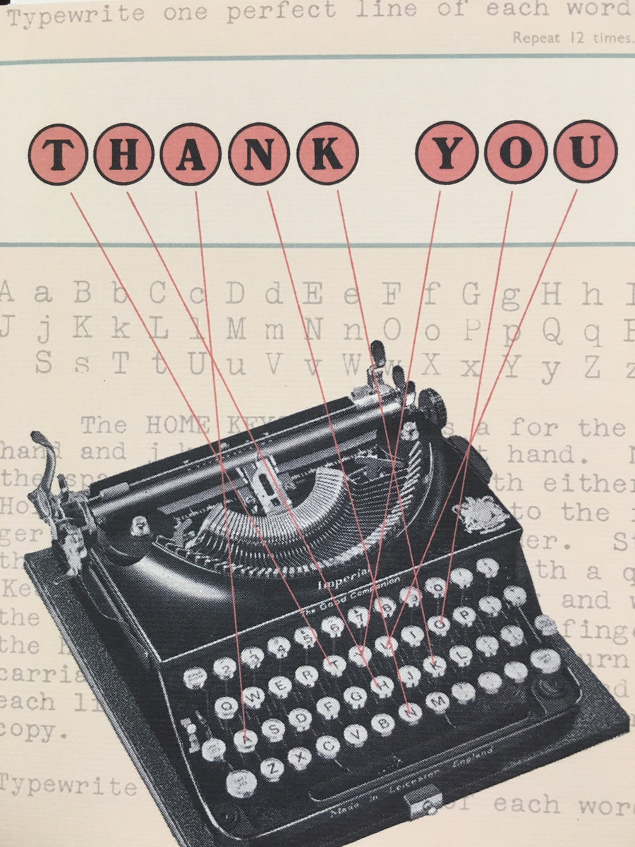 Card (Cavallini & Co): Vintage Typewriter - Thank You