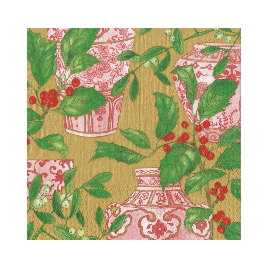 Paper Napkins (Lunch): Christmas - Holly and Porcelain C G