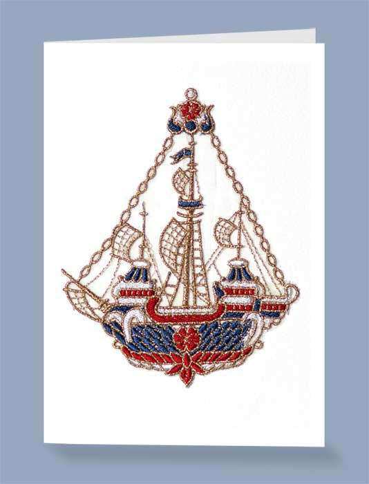 Card (Embroidered): Admiral's Ship