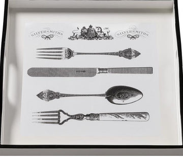 Tray (Small Square): Cutlery on White