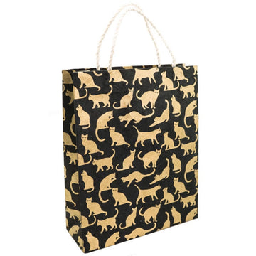 Gift Bag (Medium): Cats Gold On Black