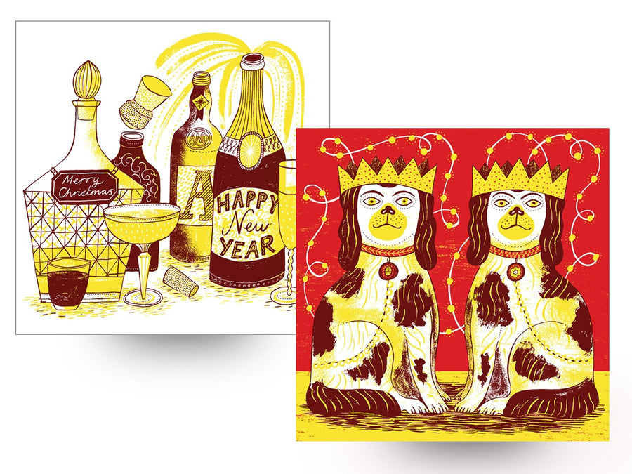 Card Set (Pack): Christmas Cards - Alice Patullo - Dogs and Drink (Pack of 6)
