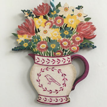 Wooden Decoration: Jug of Flowers