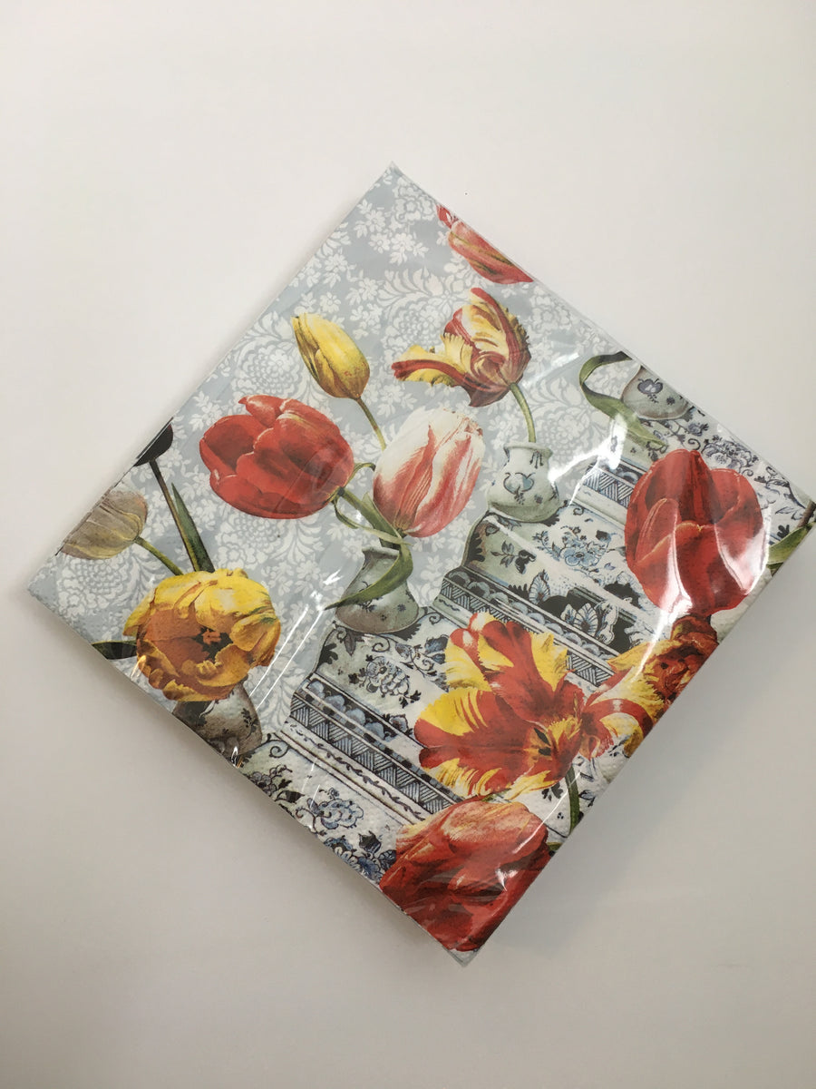 Paper Napkins (Lunch): Flower still life with Tulipvase
