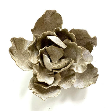 Silk Flower Brooch: Metallic Taupe