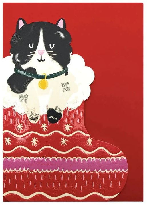 Card (Christmas): Christmas Stocking Black Cat