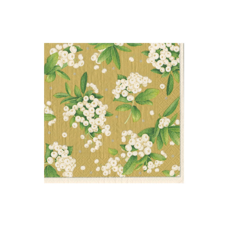 Paper Napkins (Lunch): Christmas Berry Gold/White
