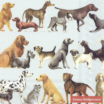 Paper Napkins (Lunch): Dogs on Light Blue