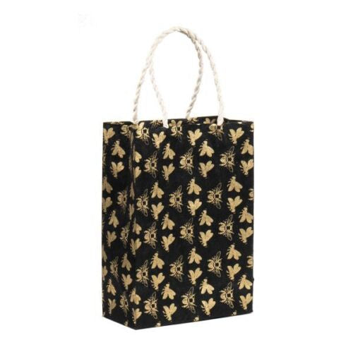 Gift Bag (Medium): Bees Gold On Black