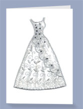 Card (Embroidered): Silver Diamante Wedding Dress